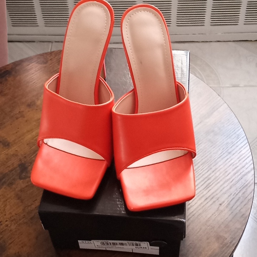 Neon orange heels